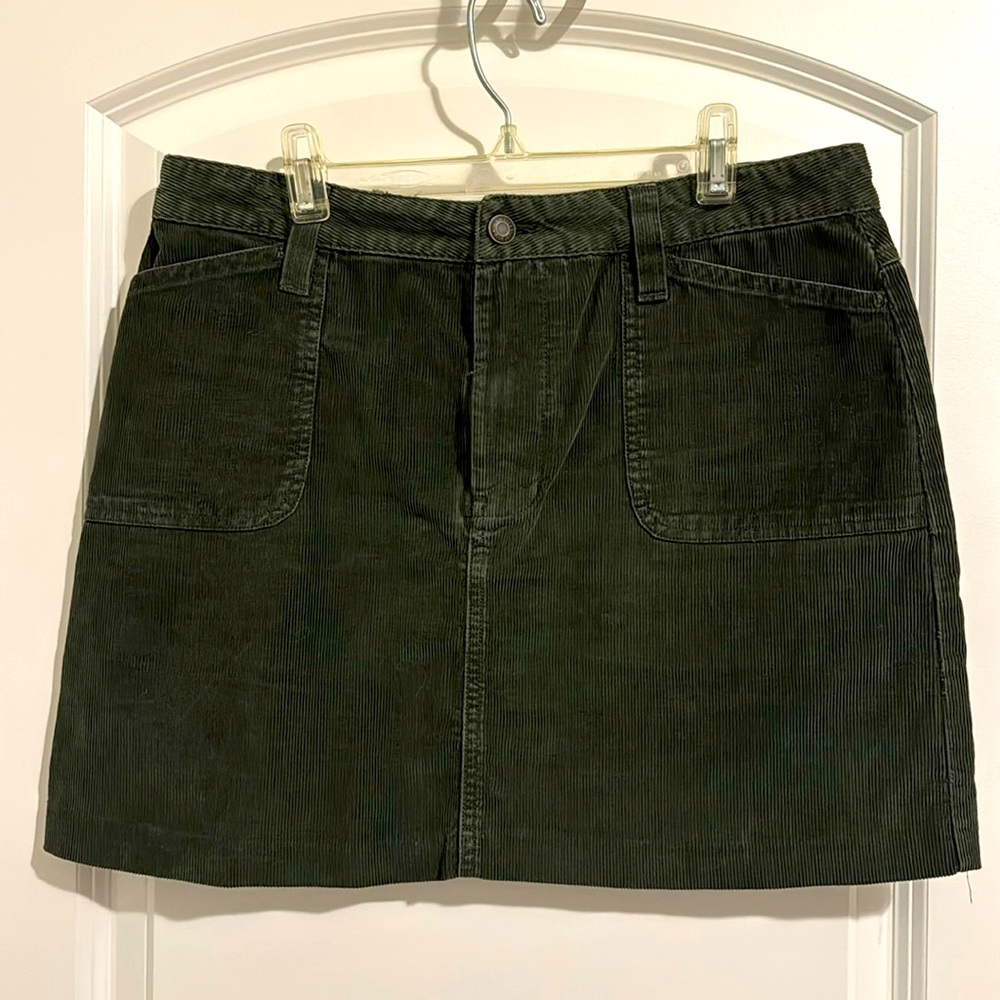 Olive Corduroy Mini Skirt